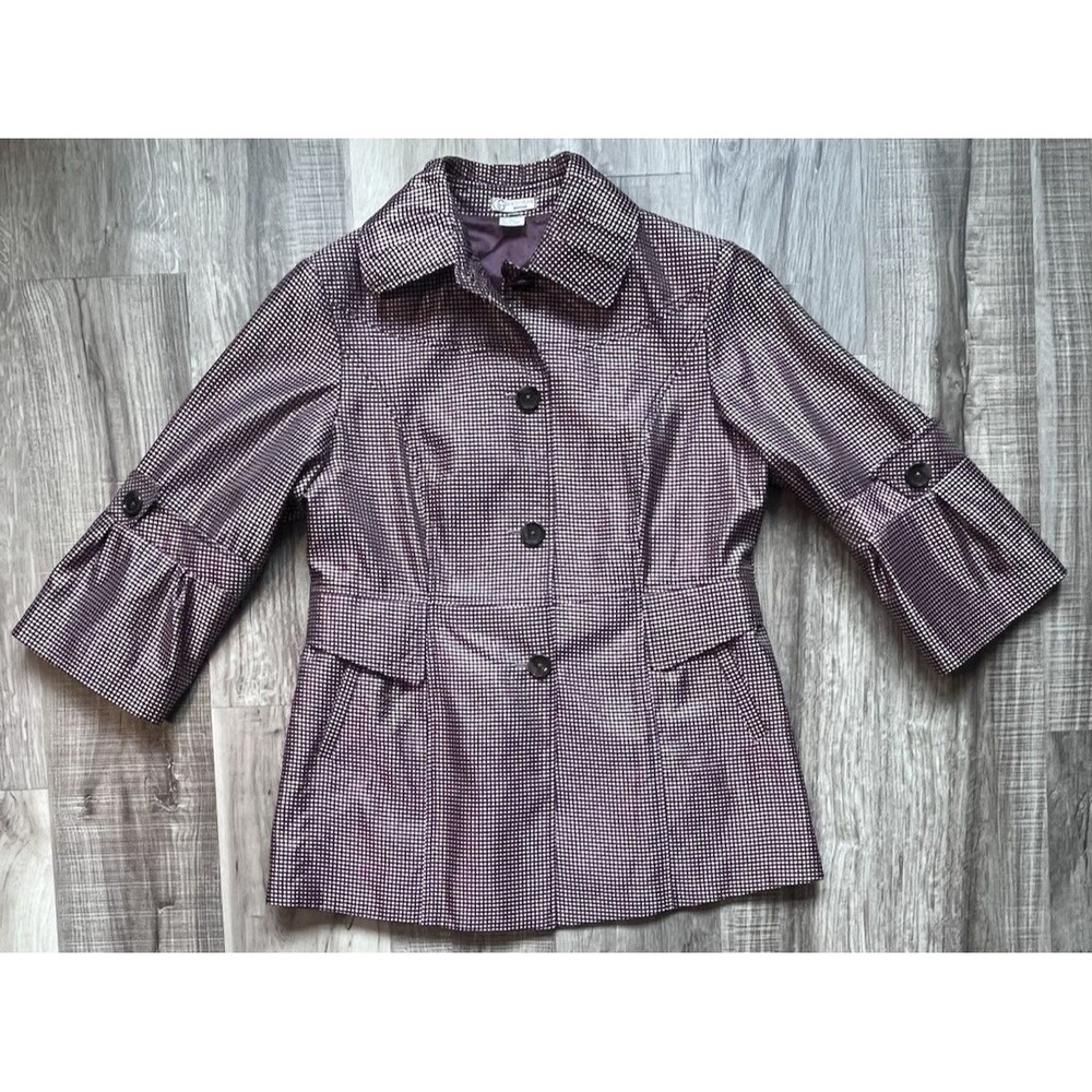 Grace Chuang New York Womens Large Gingham Check Evening Jacket 3/4 Sleeve